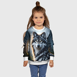 Свитшот детский Морда волка - Россия, цвет: 3D-белый — фото 2