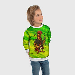 Свитшот детский Петух гитарист, цвет: 3D-белый — фото 2