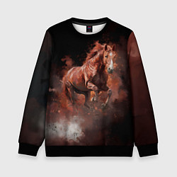 Свитшот детский Коричневая лошадь в прыжке, цвет: 3D-черный