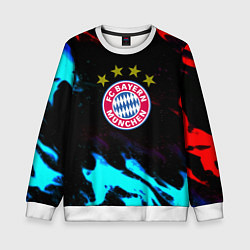 Свитшот детский Бавария Мюнхен неоновый огонь, цвет: 3D-белый