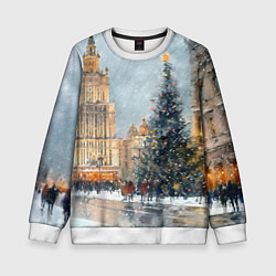 Свитшот детский Новогодняя Москва, цвет: 3D-белый