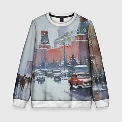Свитшот детский Старинная Москва - новый год, цвет: 3D-белый