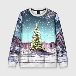 Свитшот детский Москва - новогодний салют, цвет: 3D-белый