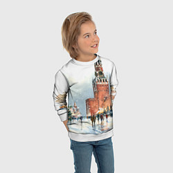 Свитшот детский Новогодний Кремль, цвет: 3D-белый — фото 2