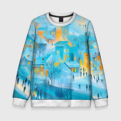 Свитшот детский Новогодние Московские домики, цвет: 3D-белый