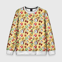 Свитшот детский Новогодний паттерн, цвет: 3D-белый