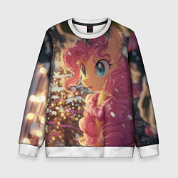 Свитшот детский Новогодняя милая пони, цвет: 3D-белый