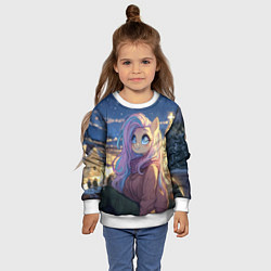 Свитшот детский Аниме - лошадка в новогодней атмосфере, цвет: 3D-белый — фото 2