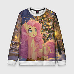 Свитшот детский Милая пони и новый год, цвет: 3D-белый