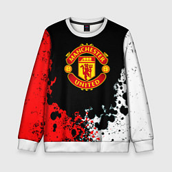 Свитшот детский Манчестер Юнайтед краски абстрактные, цвет: 3D-белый