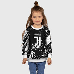 Свитшот детский Juventus белые штрихи красок, цвет: 3D-белый — фото 2
