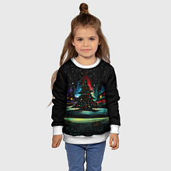 Свитшот детский Новый год на черном фоне, цвет: 3D-белый — фото 2