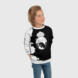 Свитшот детский Реал Мадрид черно белые краски, цвет: 3D-белый — фото 2