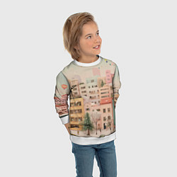 Свитшот детский Объемный новогодний город, цвет: 3D-белый — фото 2