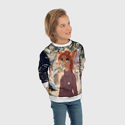 Свитшот детский Новогодняя аниме лошадка, цвет: 3D-белый — фото 2