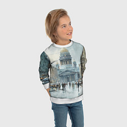 Свитшот детский Санкт-Петербург зимний пейзаж, цвет: 3D-белый — фото 2