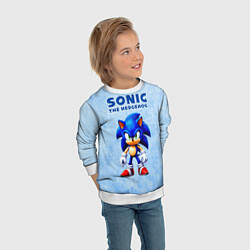 Свитшот детский Соник - синий ёж, цвет: 3D-белый — фото 2