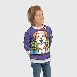 Свитшот детский Новогодняя собачка с подарками, цвет: 3D-белый — фото 2