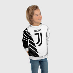 Свитшот детский Ювентус полосы геометрия текстура, цвет: 3D-белый — фото 2
