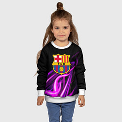 Свитшот детский Барселона неоновый огонь текстура, цвет: 3D-белый — фото 2