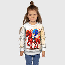 Свитшот детский Соник верхом на коне, цвет: 3D-белый — фото 2