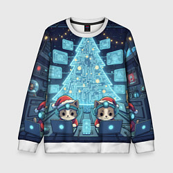 Детский свитшот Новогодние котики айтишники