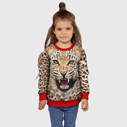 Свитшот детский Взгляд леопарда, цвет: 3D-красный — фото 2