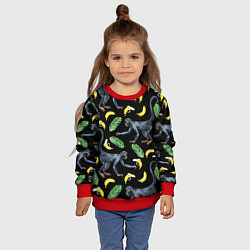 Свитшот детский Обезьянки и бананы, цвет: 3D-красный — фото 2