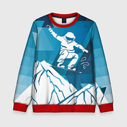 Свитшот детский Горы и сноубордист, цвет: 3D-красный