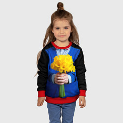 Свитшот детский Цветы в руках, цвет: 3D-красный — фото 2