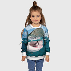 Свитшот детский Хищная акула, цвет: 3D-белый — фото 2