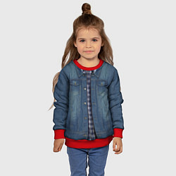 Свитшот детский Джинсовка, цвет: 3D-красный — фото 2
