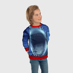 Свитшот детский Белая акула, цвет: 3D-красный — фото 2