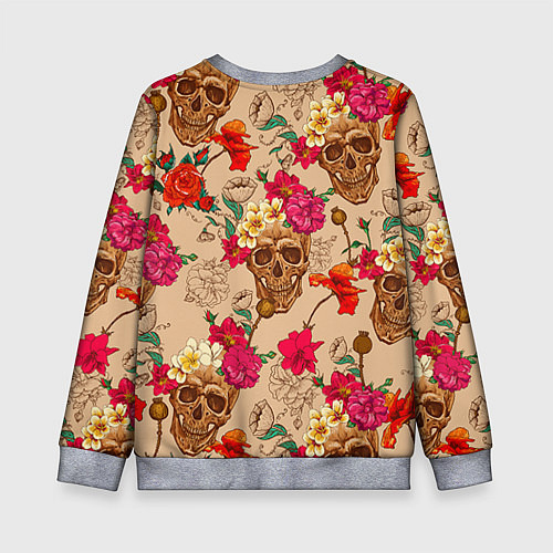 Детский свитшот Черепа в цветах / 3D-Меланж – фото 2