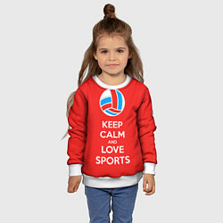 Свитшот детский Keep Calm & Love Volleyball, цвет: 3D-белый — фото 2