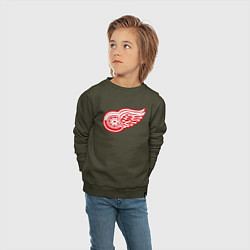 Свитшот хлопковый детский Detroit Red Wings, цвет: хаки — фото 2