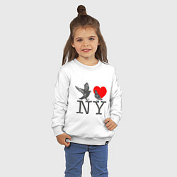Свитшот хлопковый детский Birds: Love NY, цвет: белый — фото 2