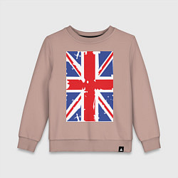 Свитшот хлопковый детский Британский флаг, цвет: пыльно-розовый