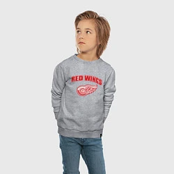 Свитшот хлопковый детский Detroit Red Wings, цвет: меланж — фото 2