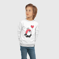 Свитшот хлопковый детский Пингвин-девочка с шариком, цвет: белый — фото 2