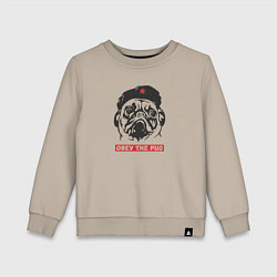 Свитшот хлопковый детский Obey the pug, цвет: миндальный