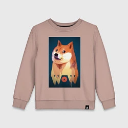 Свитшот хлопковый детский Wow Doge, цвет: пыльно-розовый