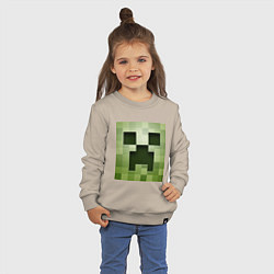 Свитшот хлопковый детский Мinecraft creeper, цвет: миндальный — фото 2