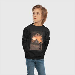 Свитшот хлопковый детский Лиланд Палмер - огонь иди со мной, цвет: черный — фото 2