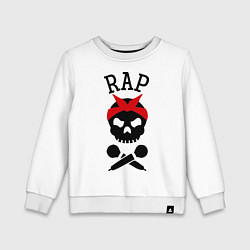 Свитшот хлопковый детский RAP Череп, цвет: белый