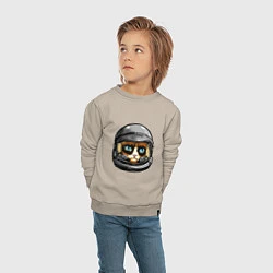 Свитшот хлопковый детский Кот космонавт, цвет: миндальный — фото 2