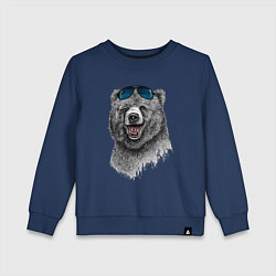 Свитшот хлопковый детский Медведь в очках, цвет: тёмно-синий