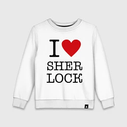 Свитшот хлопковый детский I love Sherlock, цвет: белый