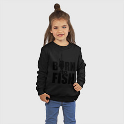 Свитшот хлопковый детский Born to fish, цвет: черный — фото 2