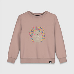 Свитшот хлопковый детский Hedgehog: give me a hug, цвет: пыльно-розовый